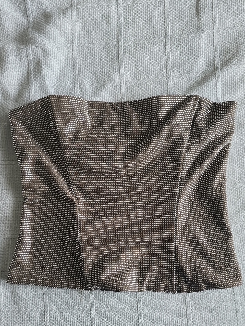 Zara Metallic Studded Strapless Bustier Top - Bronze/Silver